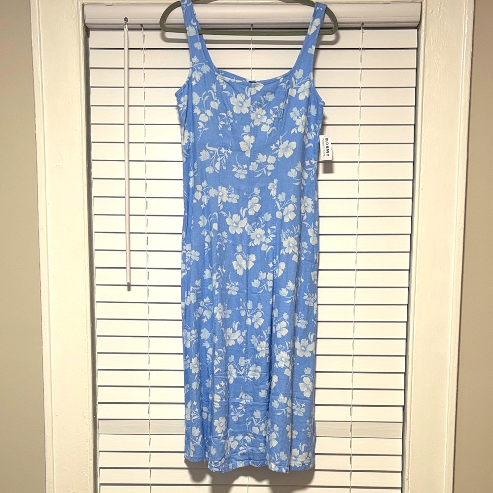 Old Navy Blue Floral Midi Slip Dress